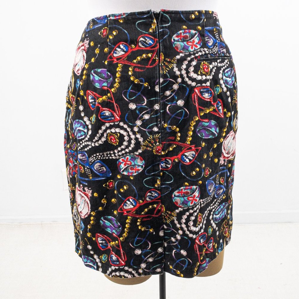 Vintage 80s L Jewelry Print Graphic Stretch Skirt - Picture 4 of 8